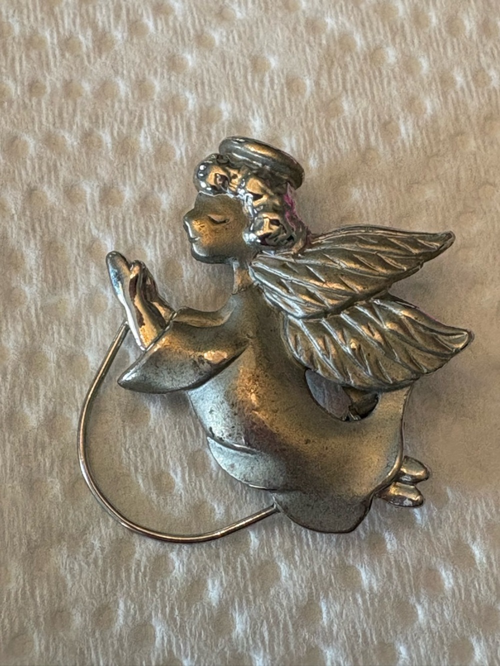 Vintage Silver-Tone Angel Brooch